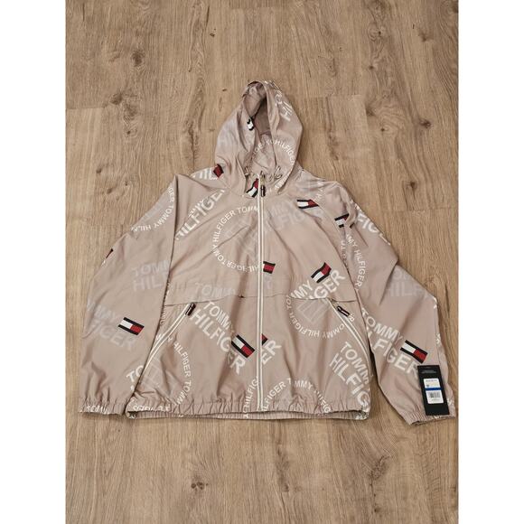 New With Tags Tommy Hilfiger Full Zip Windbreaker Men's XL Tan - Picture 1 of 9
